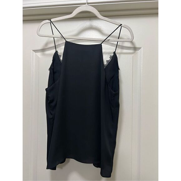 NWT WAYF Black V-Neck Cami with Lace Trim Size L - Picture 2 of 2